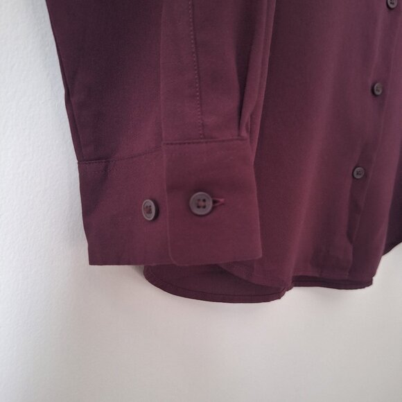 Uniqlo WOMEN'S RAYON LONG SLEEVE BLOUSE - Size S (Wine) - Picture 5 of 8